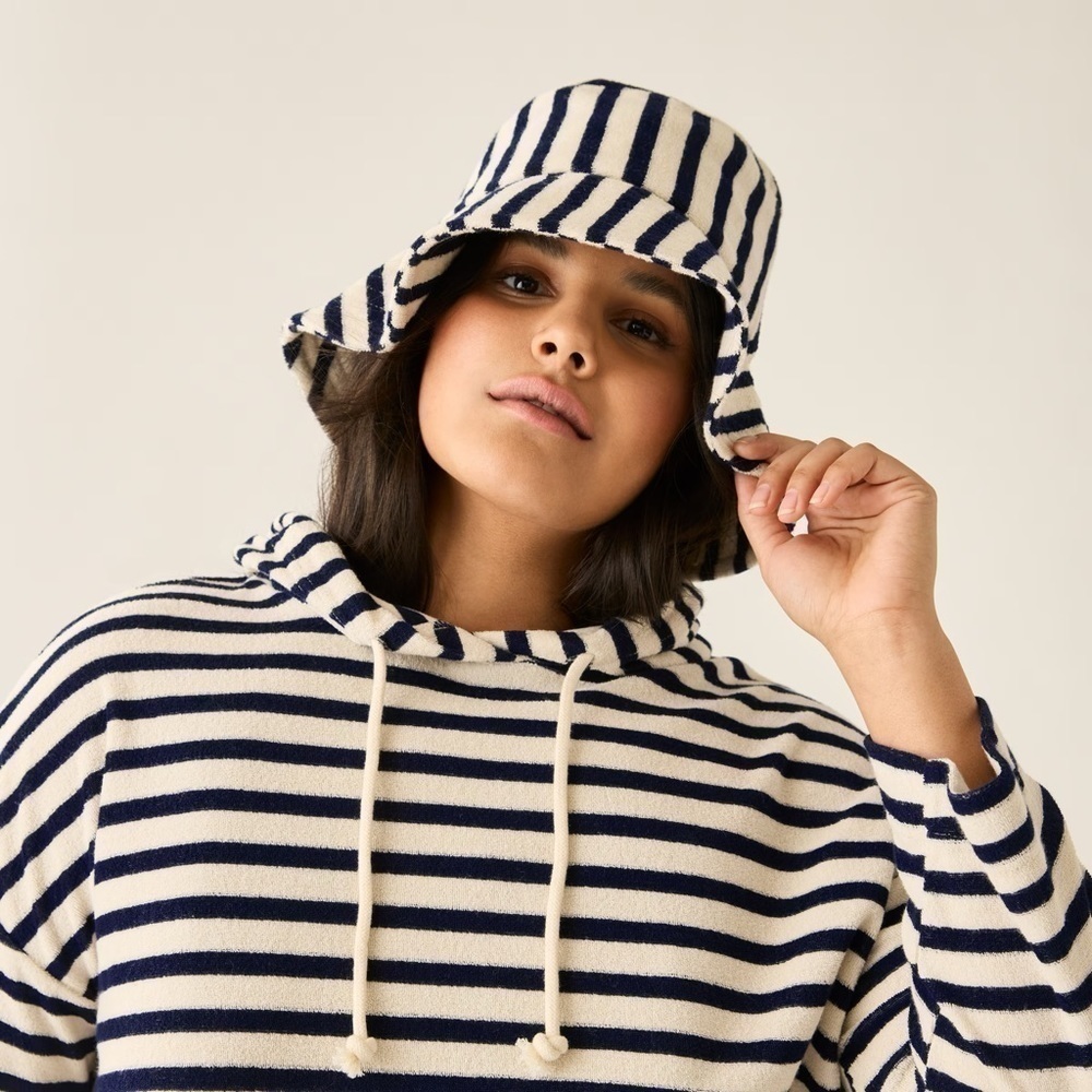 Love & Lore Terry Cotton Long Sleeve Striped Hoodie